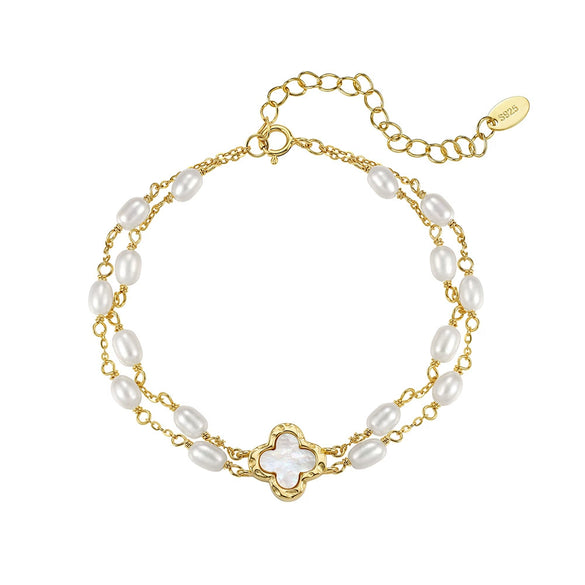 Wholesale Women's Simple Geometric Silver Electroplated Freshwater Pearl Bracelet