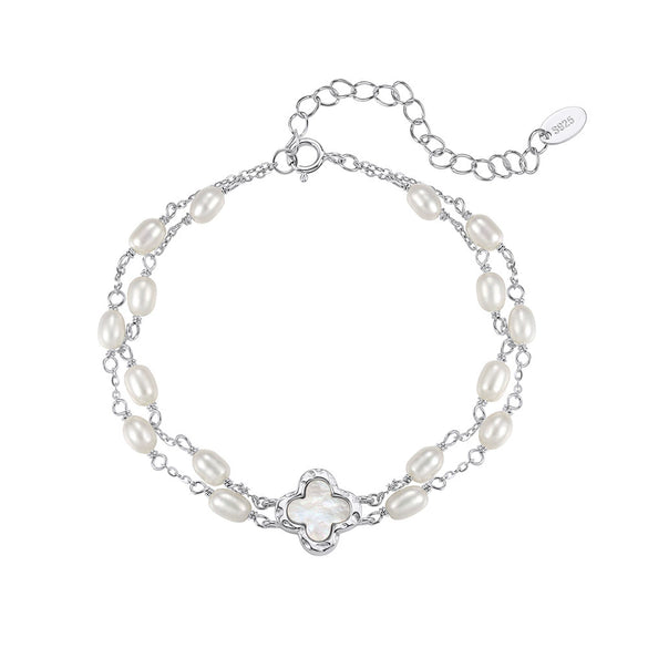 Wholesale Women's Simple Geometric Silver Electroplated Freshwater Pearl Bracelet