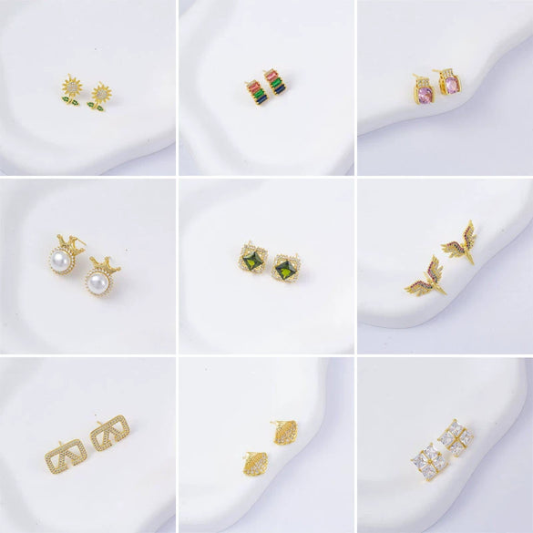 Wholesale Women's Simple Geometric Square Copper Microinlaid Electroplated Earrings