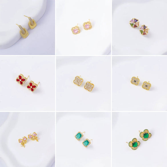 Wholesale Women's Simple Geometric Square Copper Microinlaid Electroplated Earrings