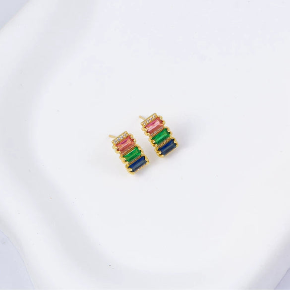 Wholesale Women's Simple Geometric Square Copper Microinlaid Electroplated Earrings