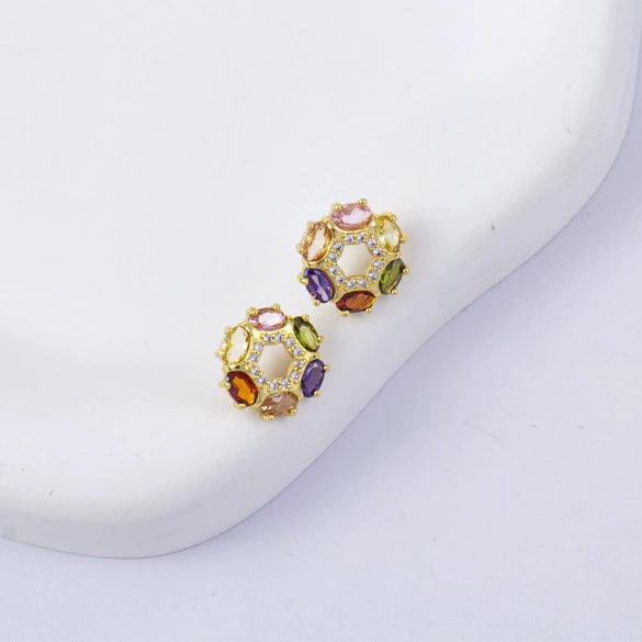 Wholesale Women's Simple Geometric Square Copper Microinlaid Electroplated Earrings