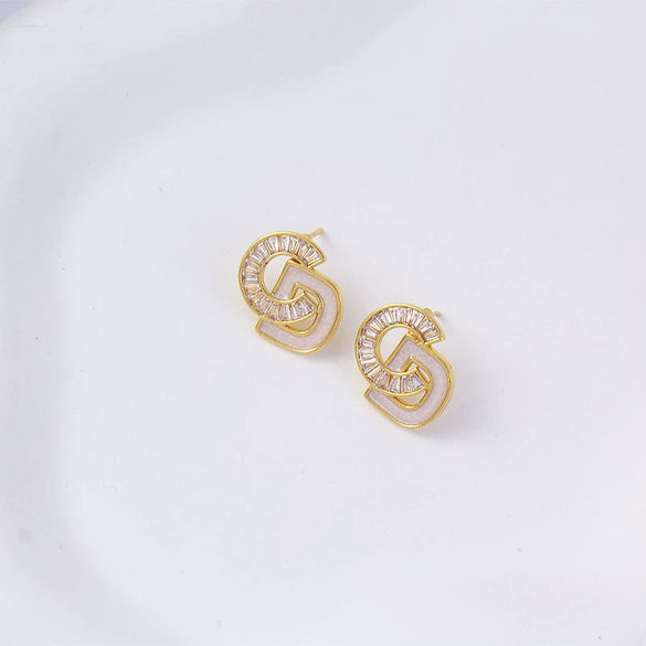 Wholesale Women's Simple Geometric Square Copper Microinlaid Electroplated Earrings