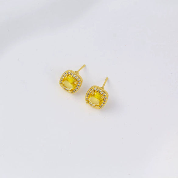 Wholesale Women's Simple Geometric Square Copper Microinlaid Electroplated Earrings