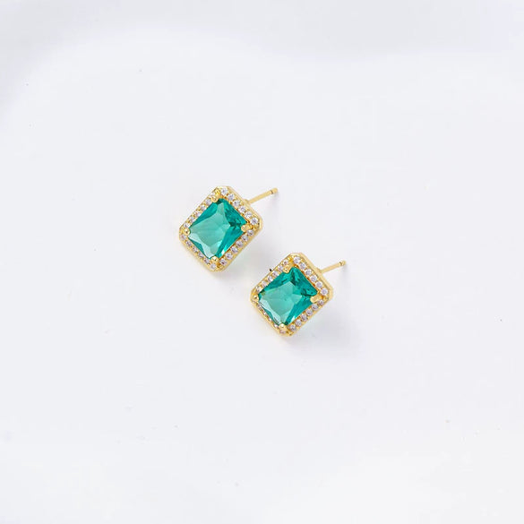 Wholesale Women's Simple Geometric Square Copper Microinlaid Electroplated Earrings
