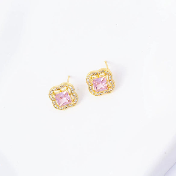Wholesale Women's Simple Geometric Square Copper Microinlaid Electroplated Earrings