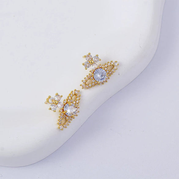 Wholesale Women's Simple Geometric Square Copper Microinlaid Electroplated Earrings