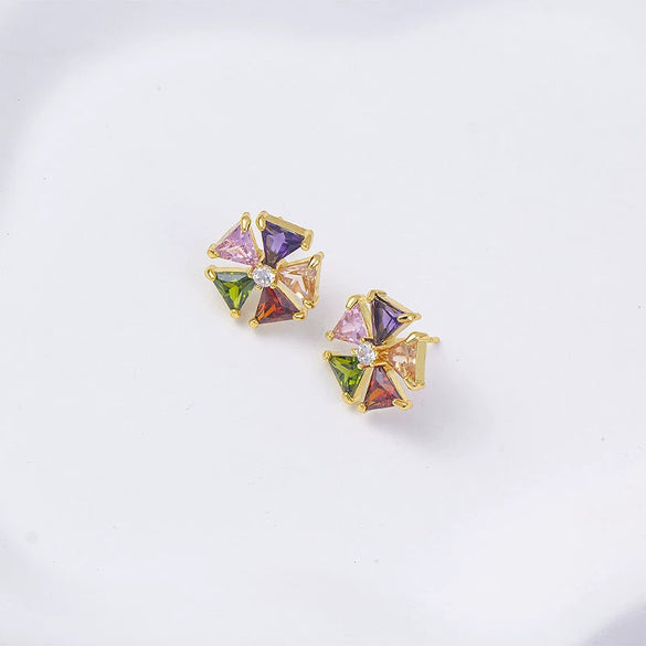 Wholesale Women's Simple Geometric Square Copper Microinlaid Electroplated Earrings