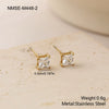 Wholesale Women's Simple Geometric Square Diamond Stud Earrings 18K Gold Electroplated Stainless Steel