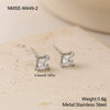 Wholesale Women's Simple Geometric Square Diamond Stud Earrings 18K Gold Electroplated Stainless Steel