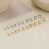 Wholesale Women's Simple Geometric Square Diamond Stud Earrings 18K Gold Electroplated Stainless Steel