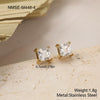 Wholesale Women's Simple Geometric Square Diamond Stud Earrings 18K Gold Electroplated Stainless Steel