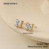 Wholesale Women's Simple Geometric Square Diamond Stud Earrings 18K Gold Electroplated Stainless Steel