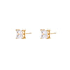 Wholesale Women's Simple Geometric Square Diamond Stud Earrings 18K Gold Electroplated Stainless Steel