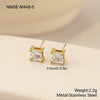 Wholesale Women's Simple Geometric Square Diamond Stud Earrings 18K Gold Electroplated Stainless Steel