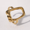 Wholesale Women's Simple Geometric Square Open Ring Stainless Steel 18K Gold Electroplated Hand Jewelry