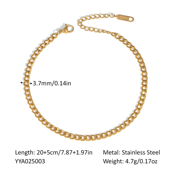 Wholesale Women's Simple Geometric Stainless Steel Cuban Chain Anklet
