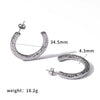 Wholesale Women's Simple Geometric Stainless Steel Earrings With Hammered Pattern And Pvd Furnace Vacuum Real Gold Plating