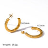 Wholesale Women's Simple Geometric Stainless Steel Earrings With Hammered Pattern And Pvd Furnace Vacuum Real Gold Plating