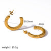 Wholesale Women's Simple Geometric Stainless Steel Earrings With Hammered Pattern And Pvd Furnace Vacuum Real Gold Plating