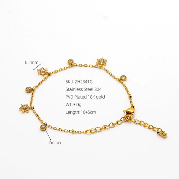 Wholesale Women's Simple Geometric Stainless Steel Electroplated And Colored Sixpointed Star Bracelet