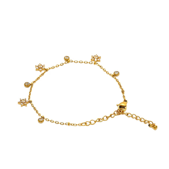 Wholesale Women's Simple Geometric Stainless Steel Electroplated And Colored Sixpointed Star Bracelet