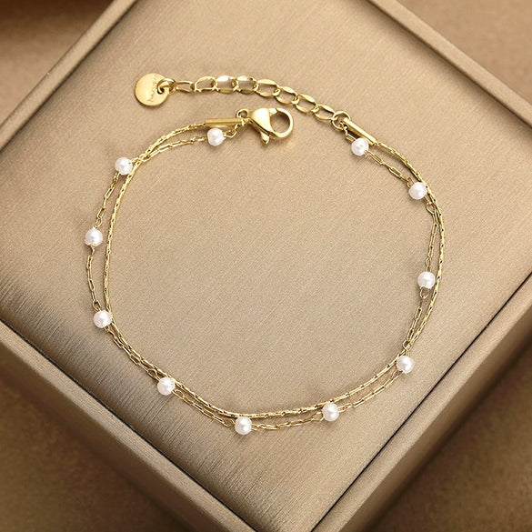 Wholesale Women's Simple Geometric Stainless Steel Electroplated Bracelet And Ankle Chain Jewelry