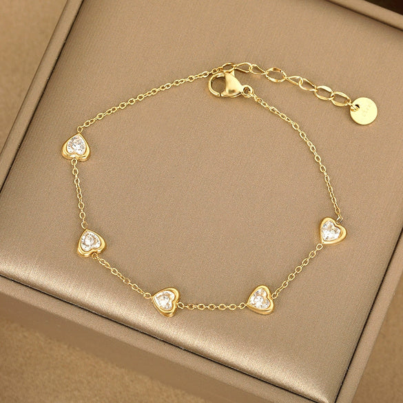Wholesale Women's Simple Geometric Stainless Steel Electroplated Bracelet And Ankle Chain Jewelry