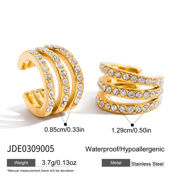 Wholesale Women's Simple Geometric Stainless Steel Electroplated Ear Clip Earrings