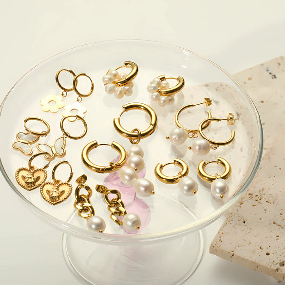 Wholesale Women's Simple Geometric Stainless Steel Electroplated Earrings