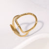 Wholesale Women's Simple Geometric Stainless Steel Electroplated Hammered Oval Hollow Open Ring Jewelry