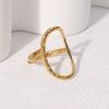 Wholesale Women's Simple Geometric Stainless Steel Electroplated Hammered Oval Hollow Open Ring Jewelry