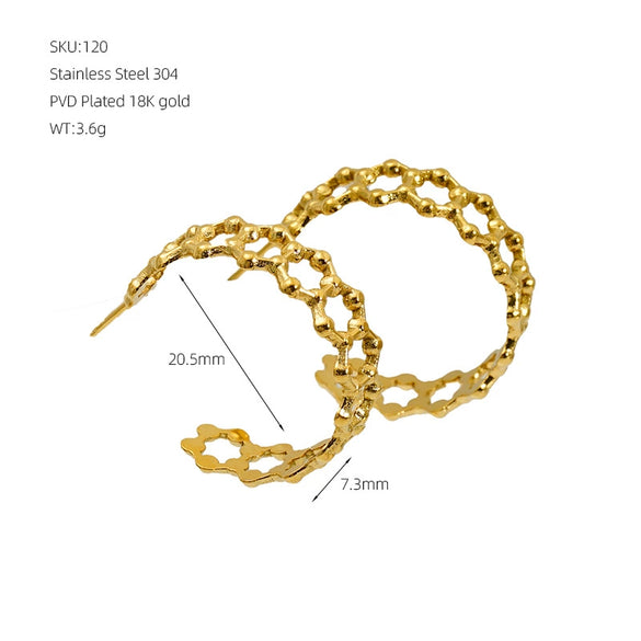 Wholesale Women's Simple Geometric Stainless Steel Electroplated Octagonal Hollow Earrings