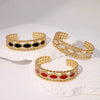 Wholesale Women's Simple Geometric Stainless Steel Electroplated Oil Drop Open Wide Bracelet