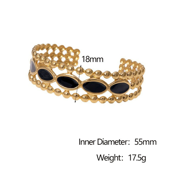 Wholesale Women's Simple Geometric Stainless Steel Electroplated Oil Drop Open Wide Bracelet
