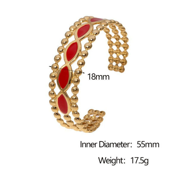 Wholesale Women's Simple Geometric Stainless Steel Electroplated Oil Drop Open Wide Bracelet