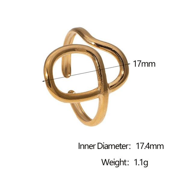 Wholesale Women's Simple Geometric Stainless Steel Electroplated Open Ring Hand Jewelry