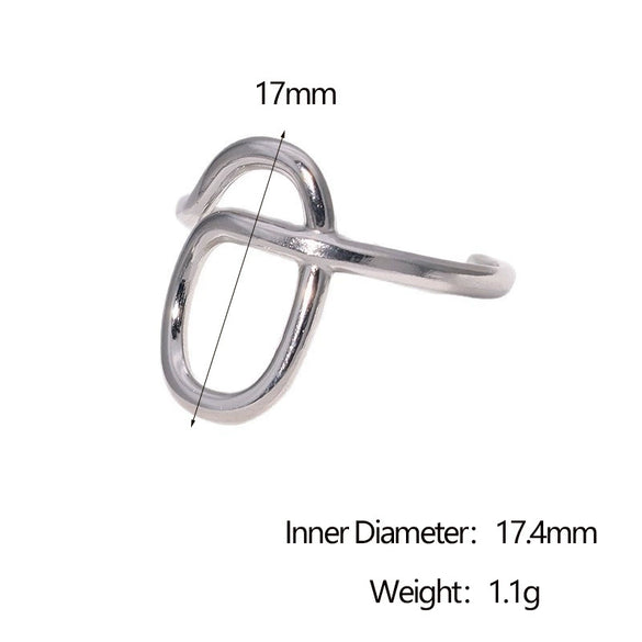 Wholesale Women's Simple Geometric Stainless Steel Electroplated Open Ring Hand Jewelry