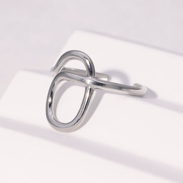 Wholesale Women's Simple Geometric Stainless Steel Electroplated Open Ring Hand Jewelry