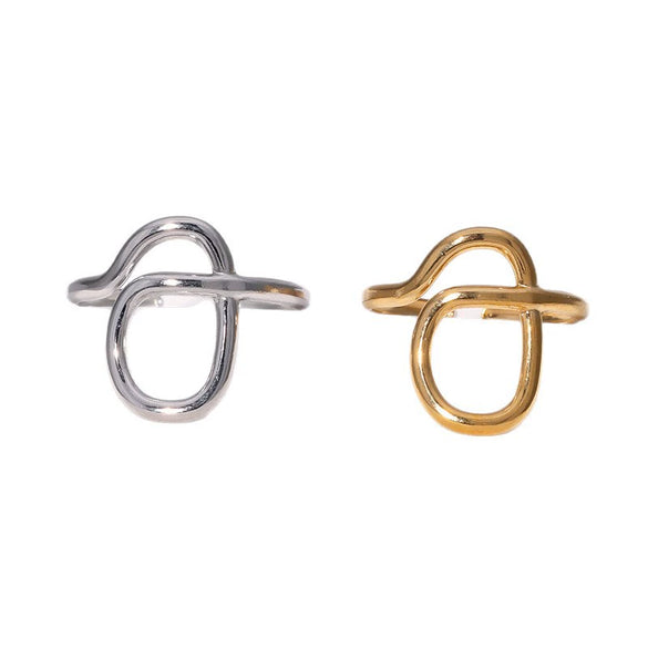 Wholesale Women's Simple Geometric Stainless Steel Electroplated Open Ring Hand Jewelry