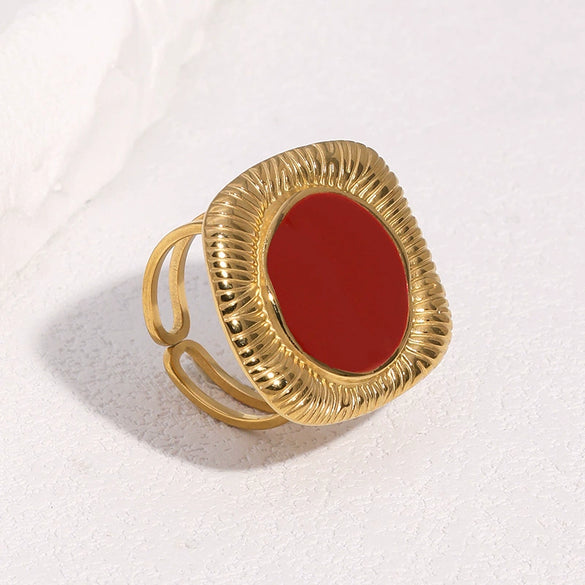 Wholesale Women's Simple Geometric Stainless Steel Electroplated Open Ring Jewelry