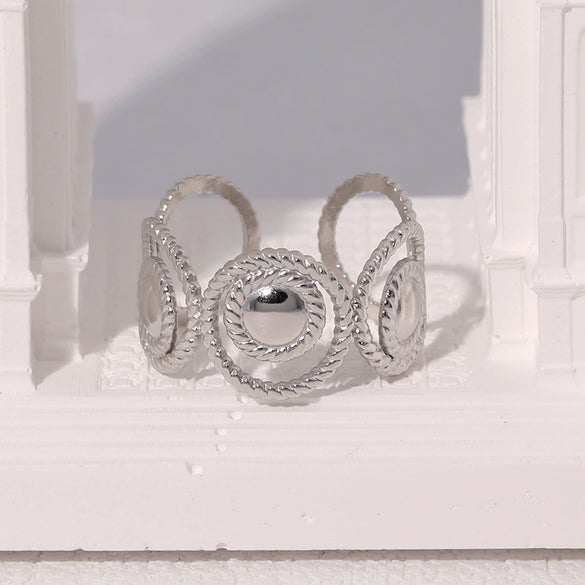 Wholesale Women's Simple Geometric Stainless Steel Electroplated Open Rings Hand Jewelry