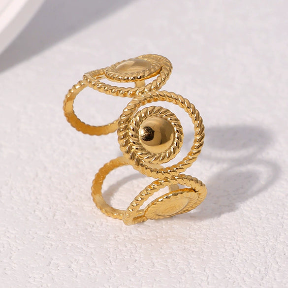 Wholesale Women's Simple Geometric Stainless Steel Electroplated Open Rings Hand Jewelry