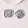 Wholesale Women's Simple Geometric Stainless Steel Electroplated Oval Shell Earrings