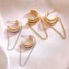 Wholesale Women's Simple Geometric Stainless Steel Electroplated Tassel Earrings