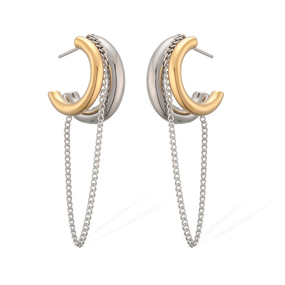 Wholesale Women's Simple Geometric Stainless Steel Electroplated Tassel Earrings