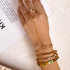 Wholesale Women's Simple Geometric Stainless Steel Electroplated Zirconinlaid Multilayer Finger Chain Bracelet