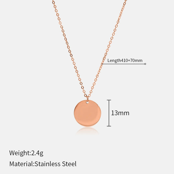 Wholesale Women's Simple Geometric Stainless Steel Gold Electroplated Coin Wafer Clavicle Necklace