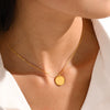 Wholesale Women's Simple Geometric Stainless Steel Gold Electroplated Coin Wafer Clavicle Necklace