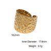Wholesale Women's Simple Geometric Stainless Steel Hammered 18K Goldplated Open Ring Hand Jewelry